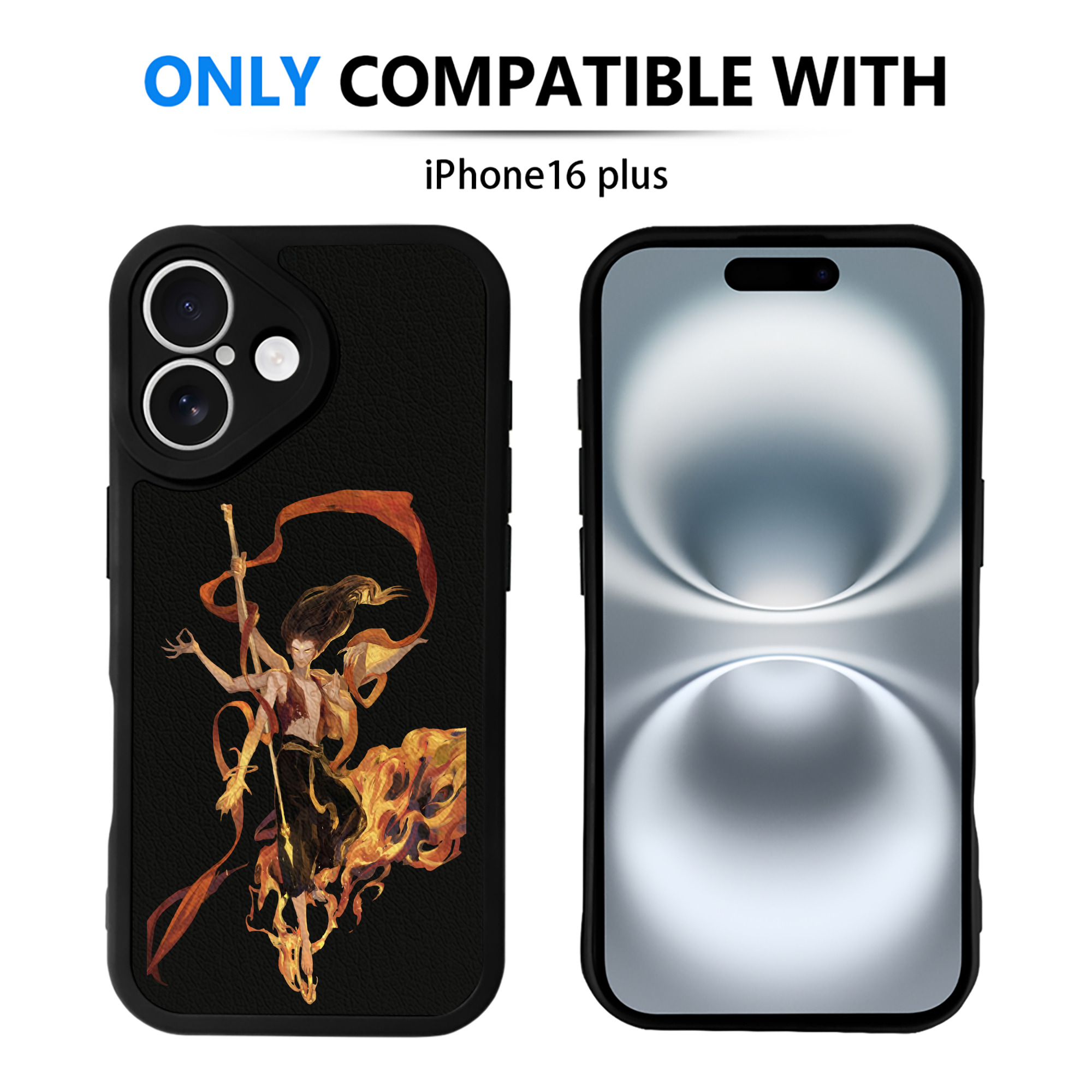 （画像用） Ne Zha 2 ナタ 魔童の大暴れ 【iPhone 16シリーズ対応】シリコンスマホケース（レザー調） 材質：シリコン